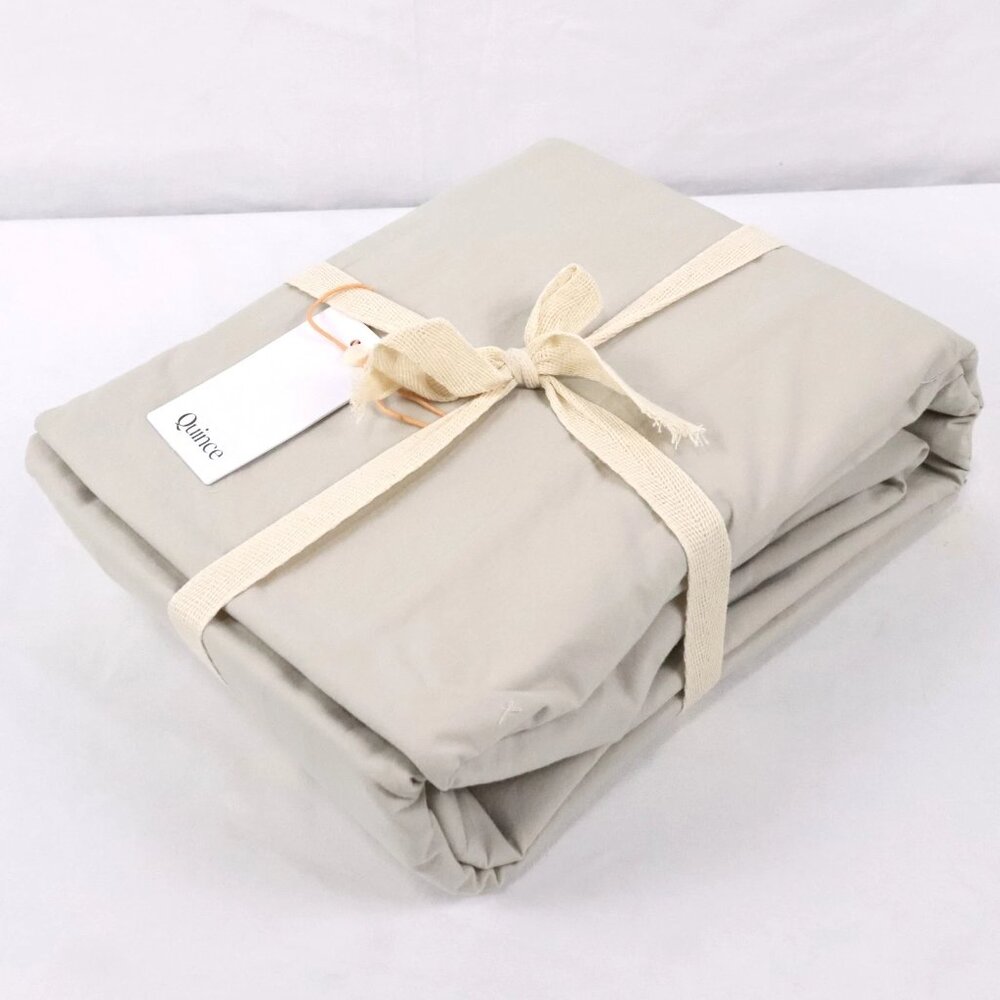Quince Organic Brushed 100% Cotton 3-Piece Sheet Set In Light Gray Twin Size